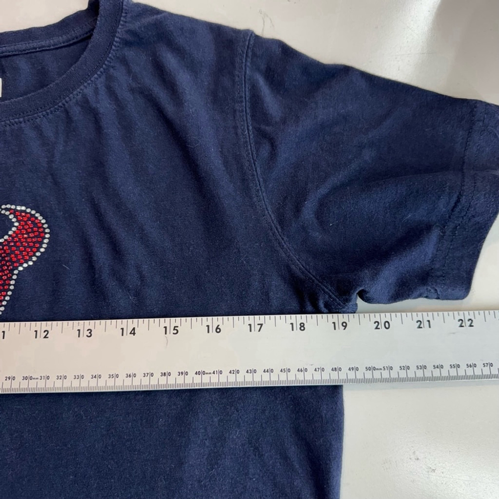 Houston Texans Women’s Rhinestone Logo T-Shirt NFL Team Apparel Navy Size L - Picture 8 of 10